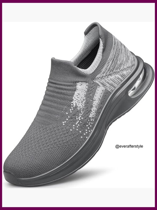Lightweight Slip On Athletic Shoes with Breathable Woven Fabric and Air Cushion main image 5